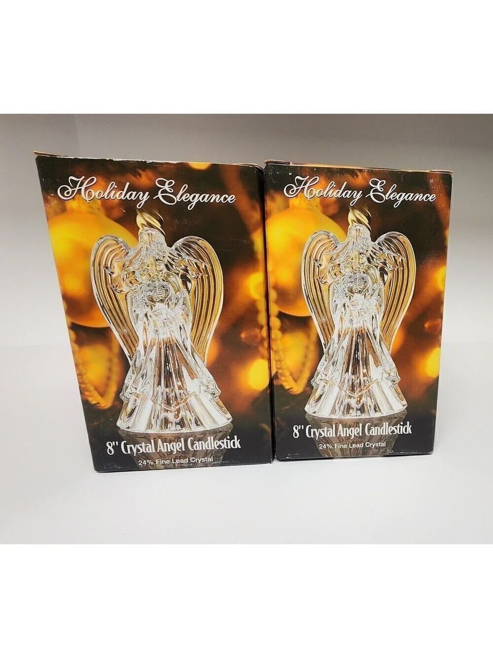 St George Vintage Crystal Holiday Elegance 8" Angel Candle Stick Holder
